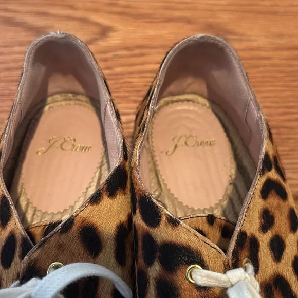 J Crew calf hair lace up espadrille sneakers in Rich Mahogany leopard print - Picture 14 of 16